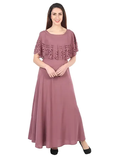 Party Wear Crepe Solid Ethnic Gown