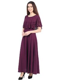 Trendy Purple Crepe Solid Sleeveless Ethnic Gown For Women-thumb4