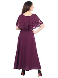 Trendy Purple Crepe Solid Sleeveless Ethnic Gown For Women-thumb1