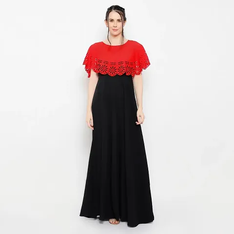 SK Fashion Color Cutwork Trendy and Stylish Self Design Crepe Blend Stitched Straight Gown Women Long Fit Flare Stitched Gown.