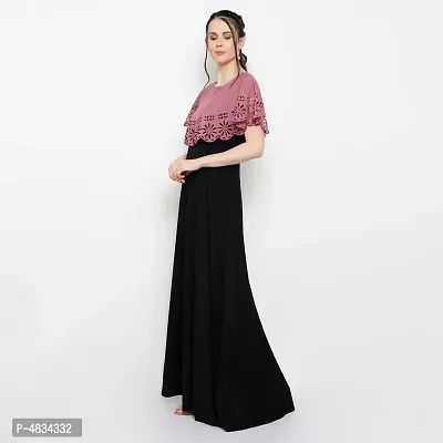 Trendy Multicoloured Crepe Solid Sleeveless Ethnic Gown For Women-thumb5