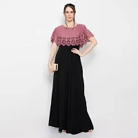 Trendy Multicoloured Crepe Solid Sleeveless Ethnic Gown For Women-thumb2
