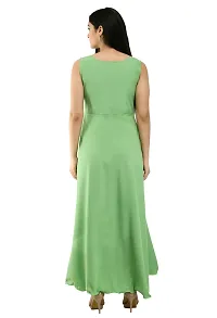 Women's Green Crepe Sleeveless Gown-thumb1