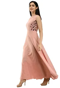 Women's Pink Crepe Sleeveless Gown-thumb4