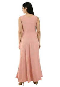 Women's Pink Crepe Sleeveless Gown-thumb1
