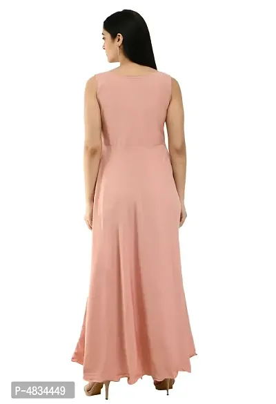 Women's Pink Crepe Sleeveless Gown-thumb2