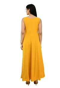 Women's Yellow Crepe Sleeveless Gown-thumb1