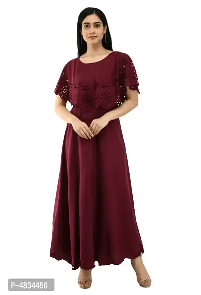 Women's Purple Crepe Sleeveless Gown
