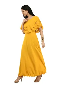 Women's Yellow Crepe Sleeveless Gown-thumb2