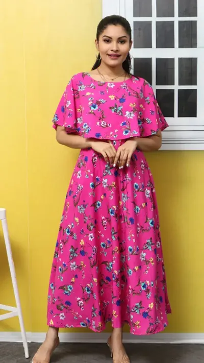 Party Wear Crepe Floral Print Ethnic Gown