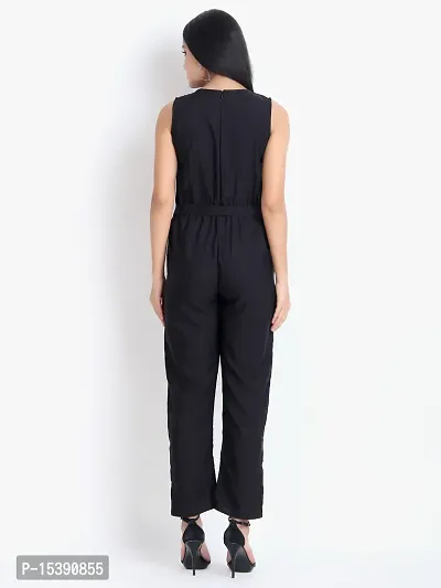 Stylish Black Crepe Solid Jumpsuit For Women-thumb2