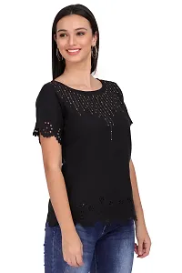 Elegant Black Crepe Solid Top For Women-thumb2