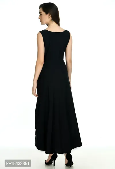 Stylish Crepe Black Solid Dress For Women-thumb2