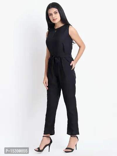 Stylish Black Crepe Solid Jumpsuit For Women-thumb5