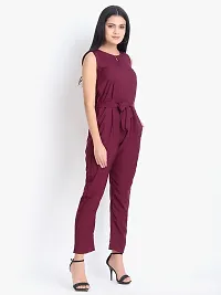 Stylish Maroon Crepe Solid Jumpsuit For Women-thumb4