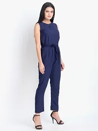 Stylish Blue Crepe Solid Jumpsuit For Women-thumb4