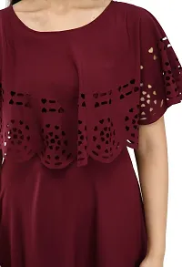 Stylish Crepe Maroon Solid Dress For Women-thumb3