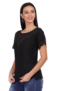 Elegant Black Crepe Solid Top For Women-thumb1