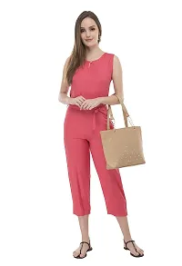 Stylish Pink Crepe Solid Jumpsuit For Women-thumb4