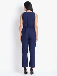 Stylish Blue Crepe Solid Jumpsuit For Women-thumb1