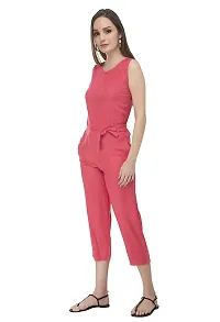 Stylish Pink Crepe Solid Jumpsuit For Women-thumb2