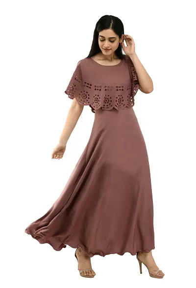 IQRA FASHION Women's Crepe Maxi Dress/Gown for Women