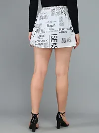 Stylish White Crepe Printed Mini Length Skirt For Women-thumb1