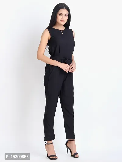 Stylish Black Crepe Solid Jumpsuit For Women-thumb3