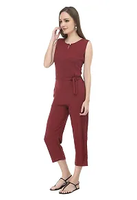 Stylish Maroon Crepe Solid Jumpsuit For Women-thumb2