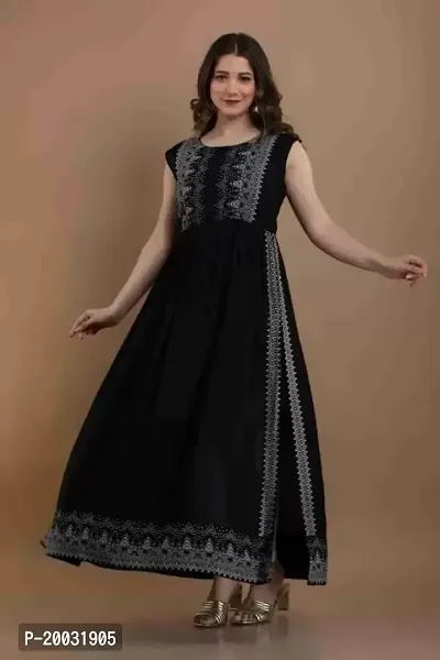 Stylish Crepe Black Printed Dress For Women