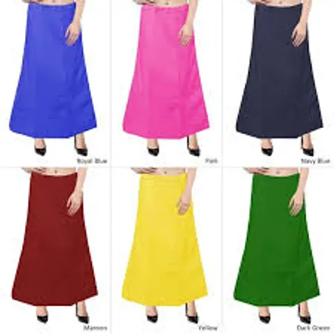 Women's Cotton Inskirt Saree Petticoats Combo (Pack of 6)