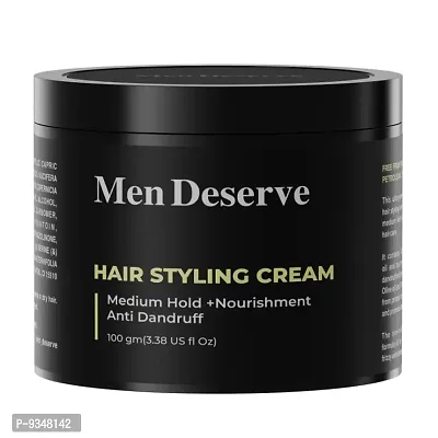 Men Deserve Hair Styling (Medium Hold) Cream for Frizzy and Dull Hair. (100gm)-thumb0