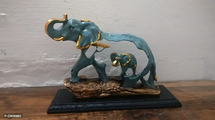 Elephant Statue  On Wooden Base