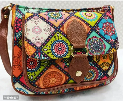 Stylish Artificial Leather Printed Sling Bags For Women