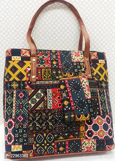 Stylish Jute Printed Tote Bags For Women-thumb0