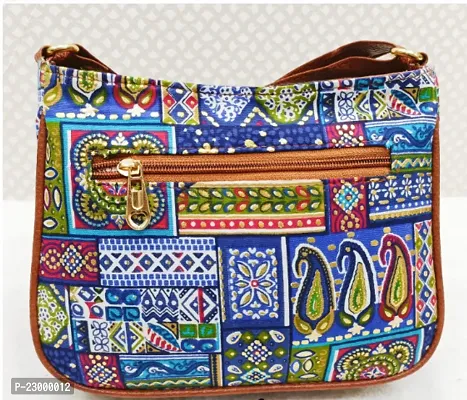 Stylish Blue Artificial Leather Printed Sling Bags For Women