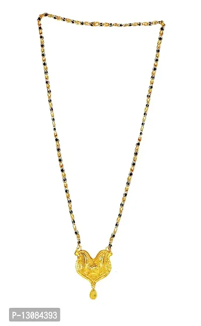 Shankhraj Mall Gold Plated Mangalsutra Tanmaniya Necklace Pendant Black Bead Golden Chain For Women And Girls