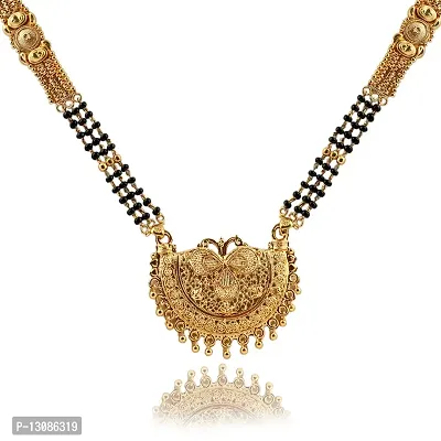 Shankhraj Mall Gold Plated Mangalsutra Tanmaniya Necklace Pendant Black Bead Golden Chain For Women And Girls