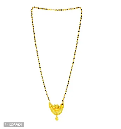 Shankhraj Mall Gold Plated Mangalsutra Tanmaniya Necklace Pendant Black Bead Golden Chain For Women And Girls