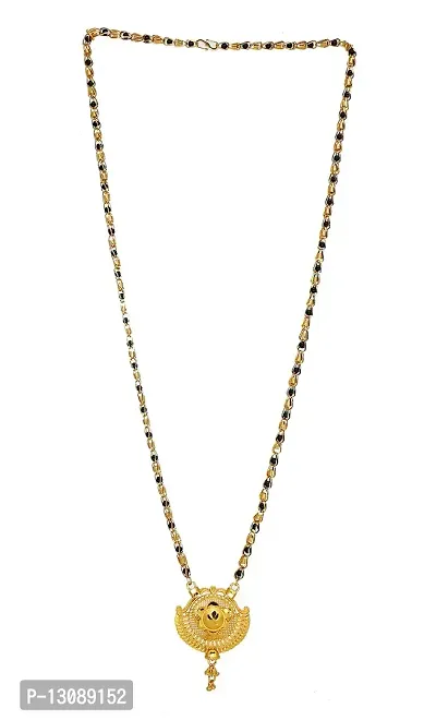 Shankhraj Mall Gold Plated Mangalsutra Tanmaniya Necklace Pendant Black Bead Golden Chain For Women And Girls