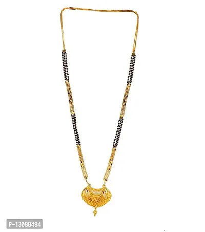 Shankhraj Mall Gold Plated Mangalsutra Tanmaniya Necklace Pendant Black Bead Golden Chain For Women And Girls