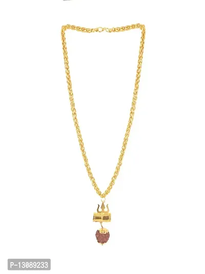 Shankhraj Mall Gold Plated Rudraksh Pendant And Chain For Men Or Boys