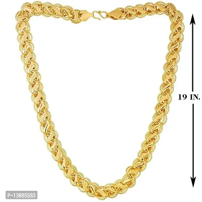 SHANKHRAJ MALL Lotus Design Double Coated Designer Link Chain With Gold Plating Fancy Neck Chain Jewelry Gift For Him, Boy, Men, Father, Brother, Boyfriend-1001 (Gold)-thumb2