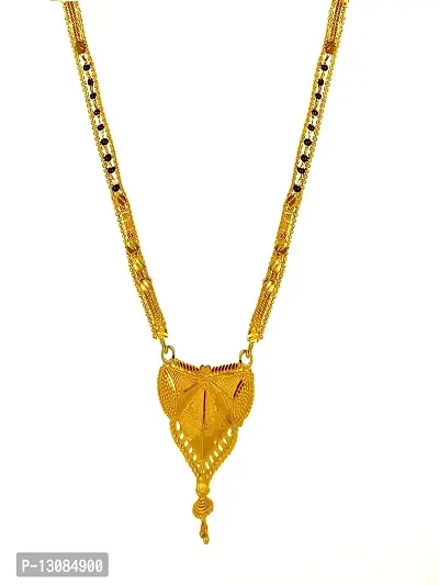 Shankhraj Mall Gold Plated Mangalsutra Tanmaniya Necklace Pendant Black Bead Golden Chain For Women And Girls