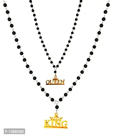 Shankhraj Mall Exclusive Valentine Special King Queen Pendant Necklace Him Her Combo-100401