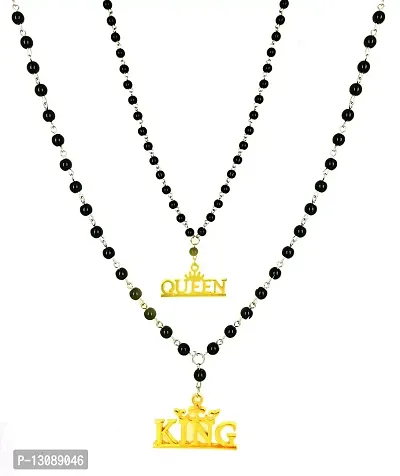 Shankhraj Mall Exclusive Valentine Special King Queen Pendant Necklace Him Her Combo-100401-thumb0