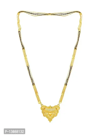 Shankhraj Mall Gold Plated Mangalsutra Tanmaniya Necklace Pendant Black Bead Golden Chain For Women And Girls