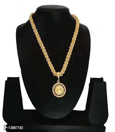 SHANKHRAJ MALL Gold Plated Pendant And Chain For Men - 100165-thumb2