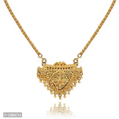 Shankhraj Mall Gold Plated Mangalsutra Tanmaniya Necklace Pendant Black Bead Golden Chain For Women And Girls