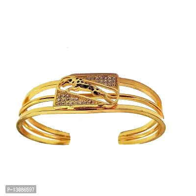 Shankhraj Mall Gold Plated Cuff For Men Golden Chittaa Design Kada